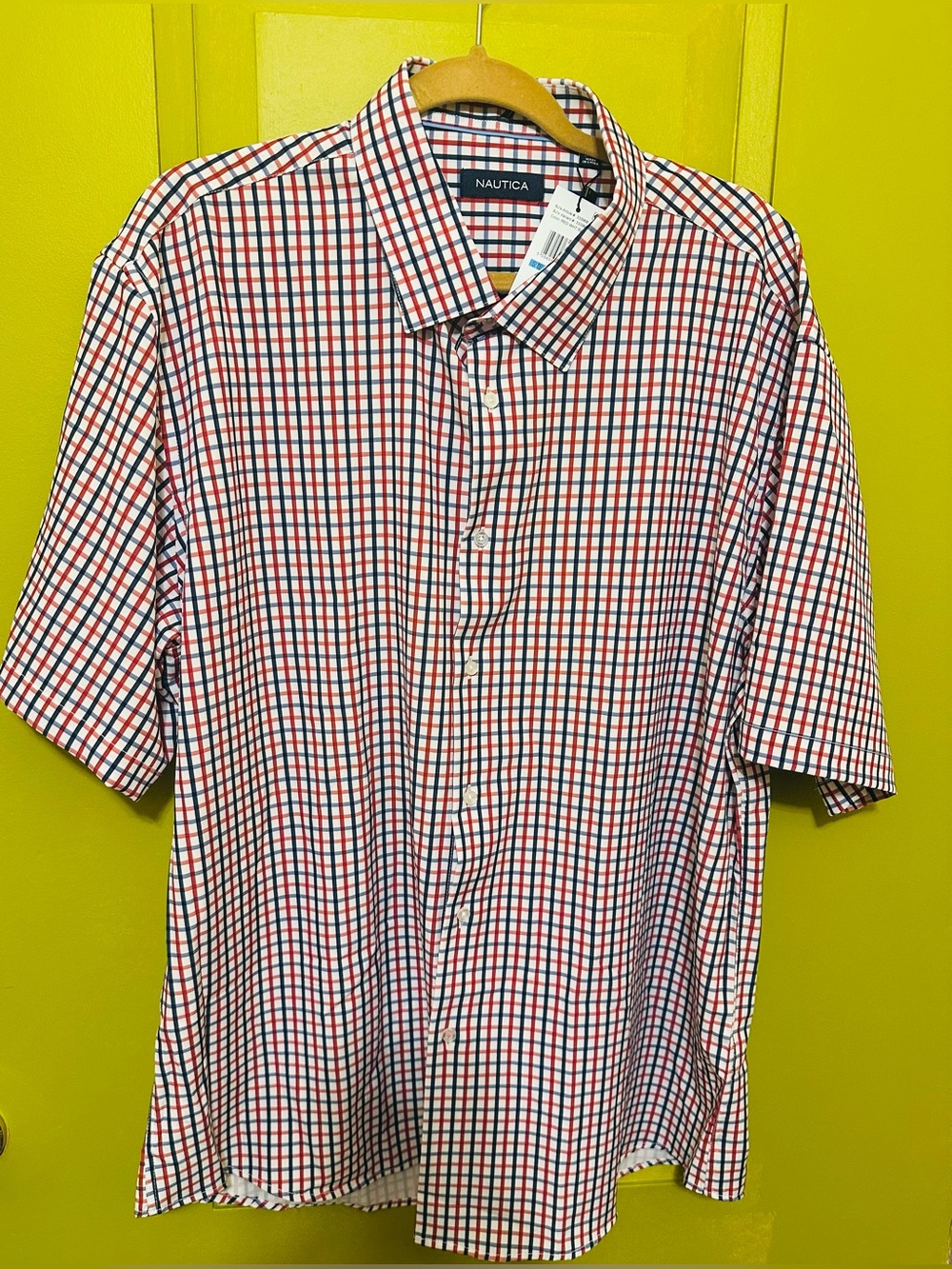 Nautica Red, Blue & White Check Short-Sleeve Button-Down Shirt